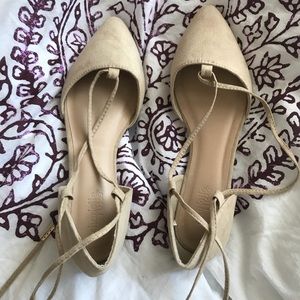 Lace up pointed toe flats